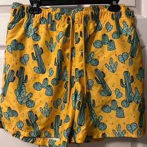 Vibrant Cactus Print Men's Swim Shorts